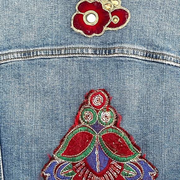 &Denim re-done Boho Jean Jacket size 8 unique blue - Picture 6 of 9